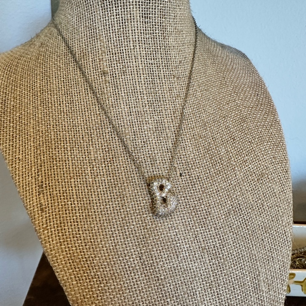 Bubble Gold Pave Initial Necklace